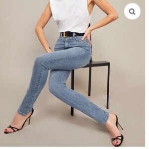 reformation jeans maya Blue high rise skinny button